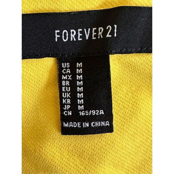 Forever 21 Yellow Cropped Moto Jacket With Accent Zippers and Belted Waist Sz Me - Picture 3 of 9